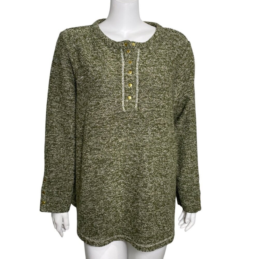 Soft Surroundings Knit Sweater Womens Size 1X Long Sleeve Henley Neckline